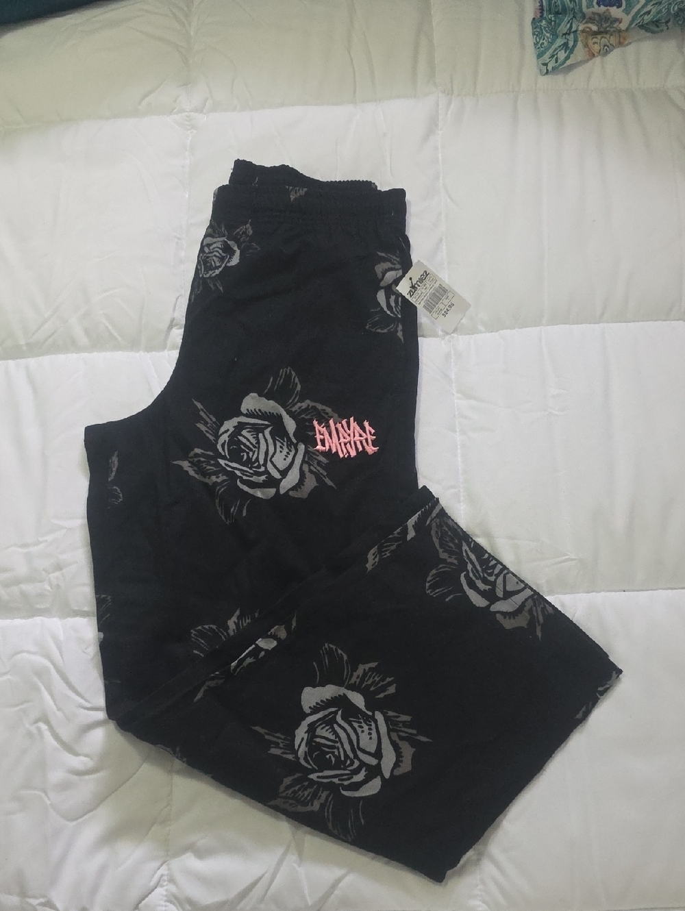 EMPYRE Black Rose Print Lounge Pants See Size Chart